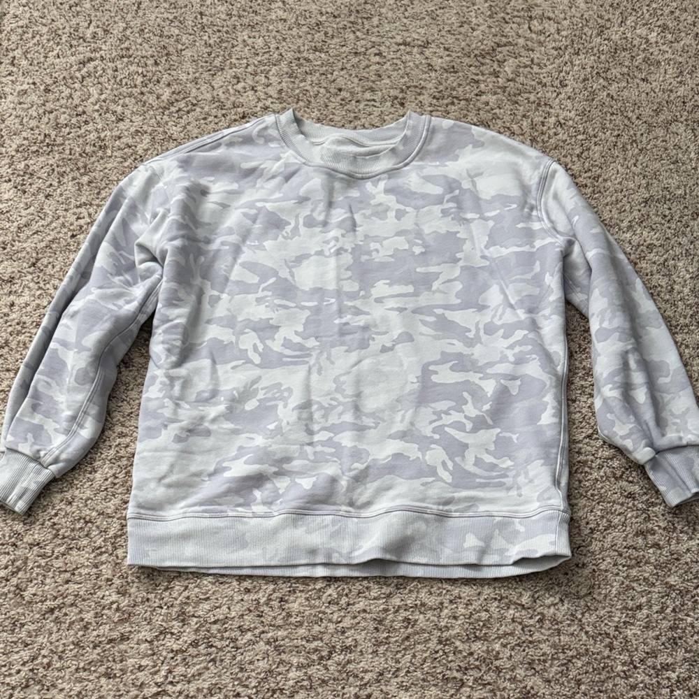 lululemon athletica Light Gray Camouflage Crewneck Sweater